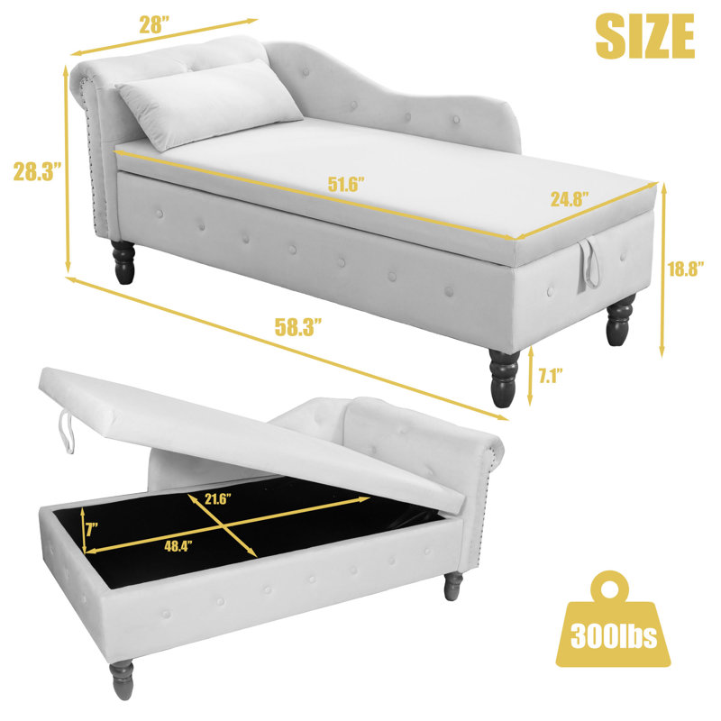 Chaise longue rembourrée Gloryvee, Velours bleu