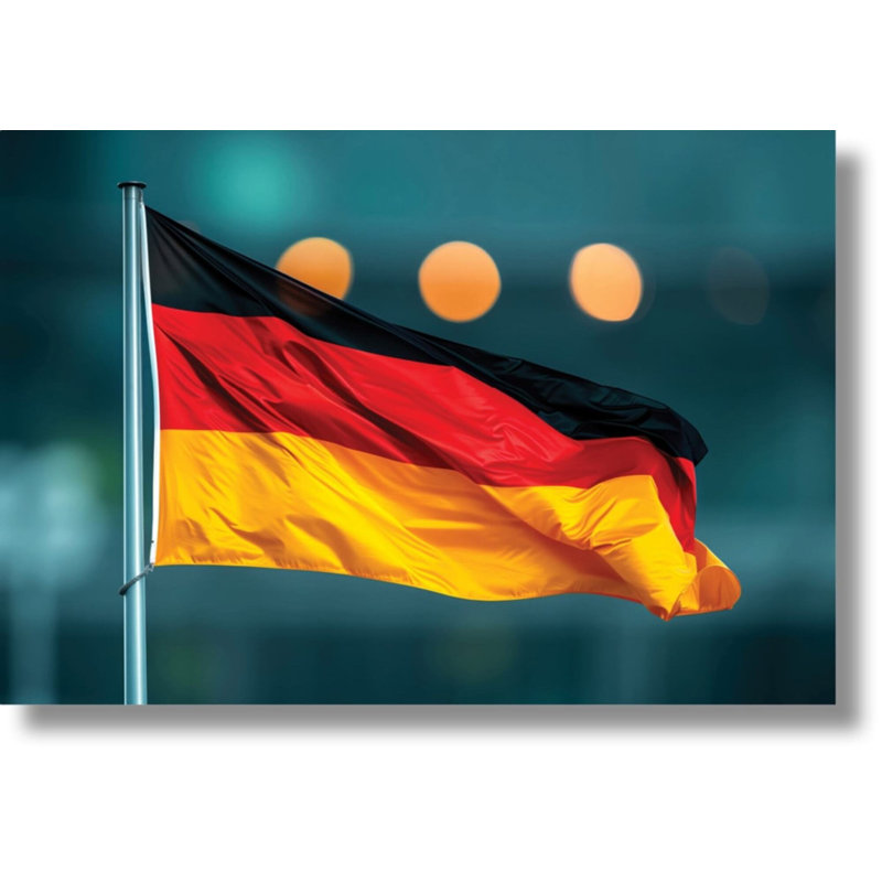 Art mural en verre trempé sans cadre avec drapeau allemand, 40 po x 60 po
