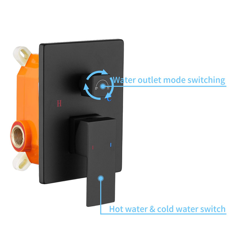 Matte Black Shower System with 12 Inch Rainfall Shower Head and Handheld Shower Faucet - Wall Mounted Brass Valve Combo Set