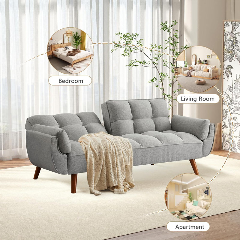 Canapé-lit convertible avec futon, canapé-lit de 75 po avec dossier réglable pour salon, siège inclinable, canapé causeuse