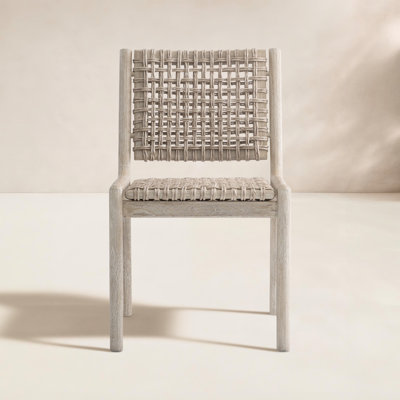 Swanson Wood Premium All-Weather Wicker Outdoor Dining Side Chair
