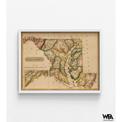 Maryland 1817, carte de l'État du Maryland, carte rétro du Maryland, carte antique du Maryland, reproduction d'affiche, carte ancienne des États-Unis, décor rustique