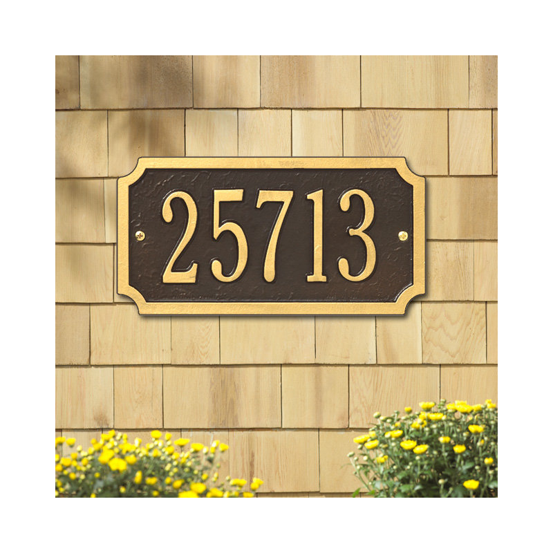 1-Line Wall Address Plaque, Yes, Black and Gold