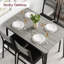 Ensemble de table de salle à manger 5 pièces pour 4 personnes, plateau de table en bois aggloméré avec dossier, ensemble de cuisine compact, noir / gris