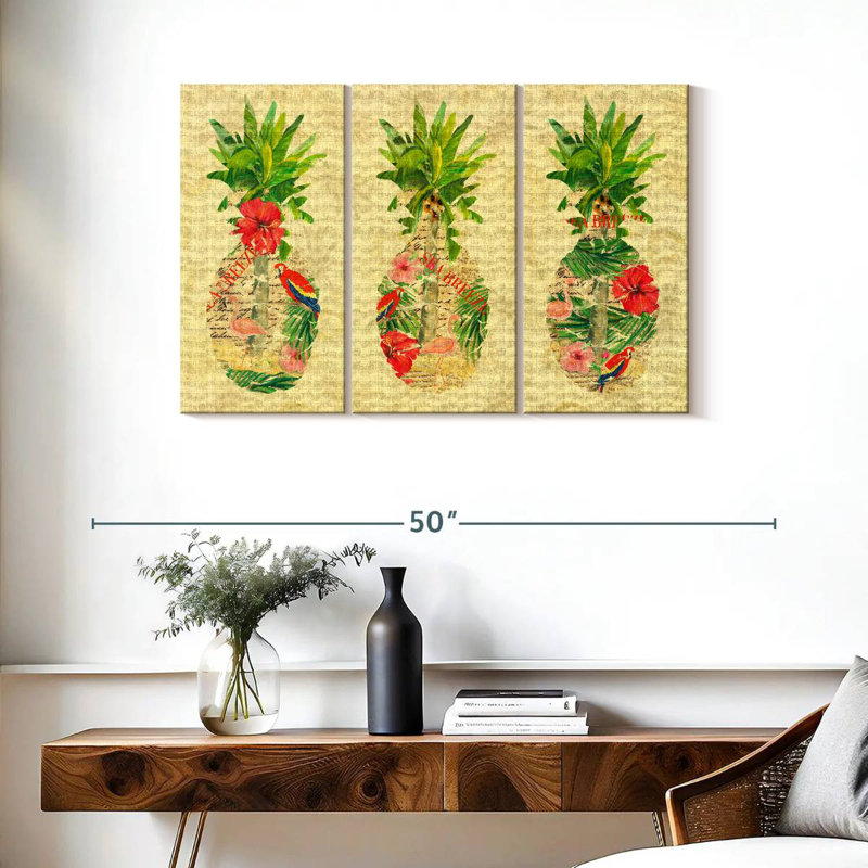 Yarlin Triple Tropical Pineapple Collage, 24" H x 38" W