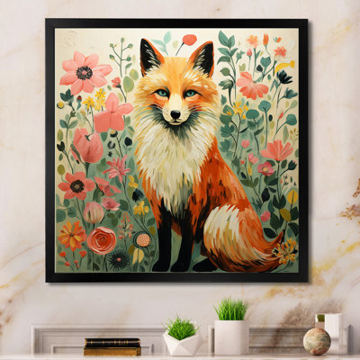 Minimalism Fox Portrait blooms III - Fox Wall Art