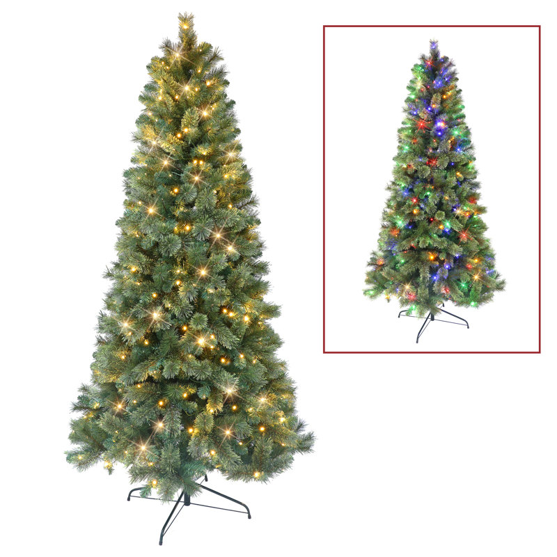 Gothurd 7' Artificial Pine Christmas Tree with Color & Clear Lights