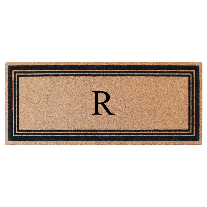 Monogrammed Triple Classic Border Natural Coir Door Mat with PVC Backing – Heavy-Duty, Anti-Shed & Easy to Clean, 57" x 24"
