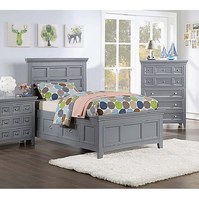 Table de chevet 3 boutons, Gris