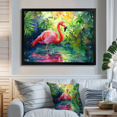 Flamingo In The Lagoon II - flamingo Wall Art