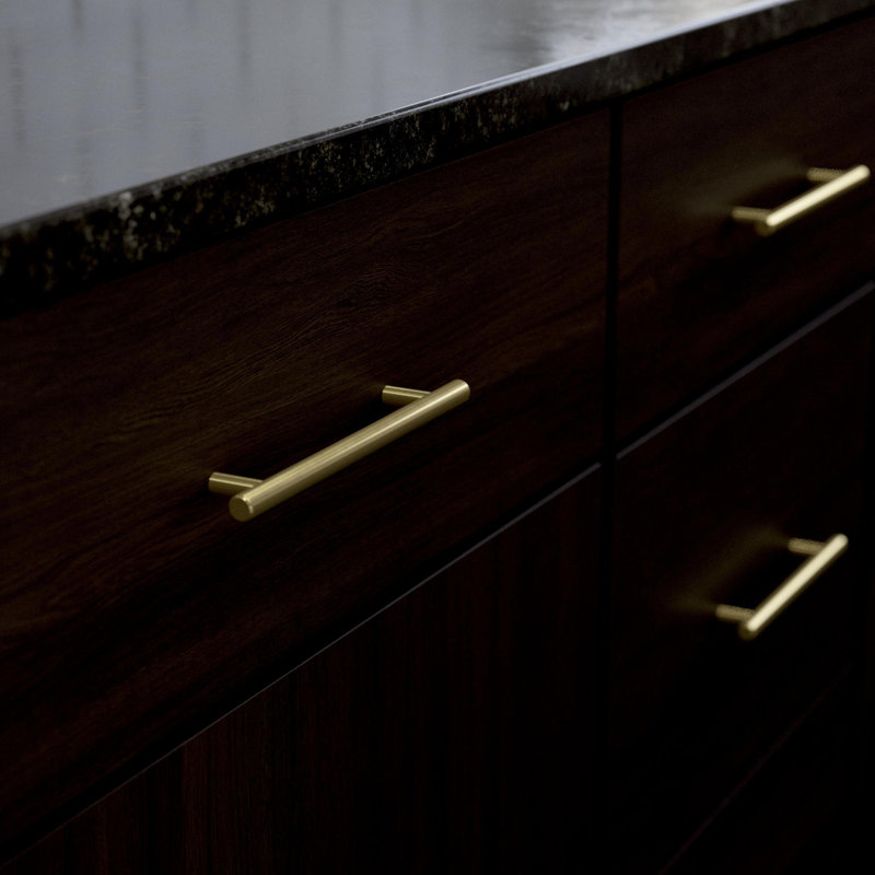 Satin Gold Modern Cylindrical Bar Cabinet Drawer Pulls (Set of 30)