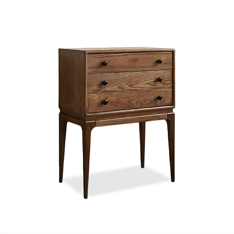 Modern Nut-Brown Solid Wood Accent Cabinet