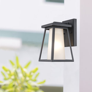 Black Frosted Glass Outdoor Wall Lantern