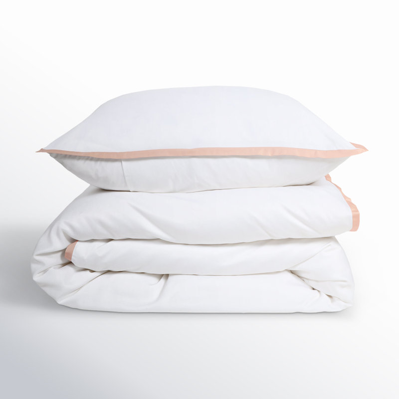 Langston Duvet Cover, King Duvet Cover + 2 King Shams, White/Pink