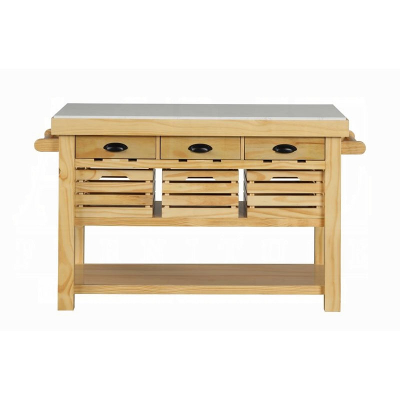 Denija Rectangular Kitchen Island in Natural
