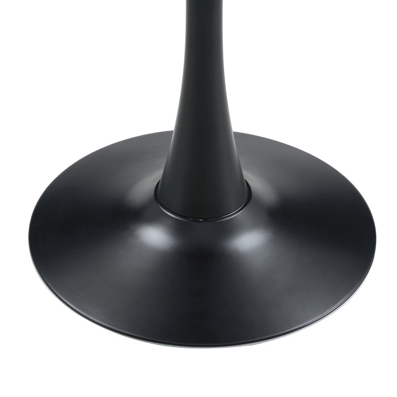 Table de salle à manger ronde en tulipe de 80 cm (31,5 po) avec pied en métal, style milieu du siècle, idéale pour la cuisine, les petits espaces et le salon. Plateau lisse en bois d'ingénierie blanc. Design ergonomique et multifonctionnel.