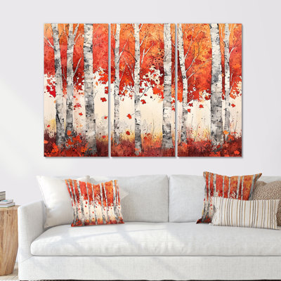 Ensemble de salon art mural automne paysage de bouleaux d'automne Horizon