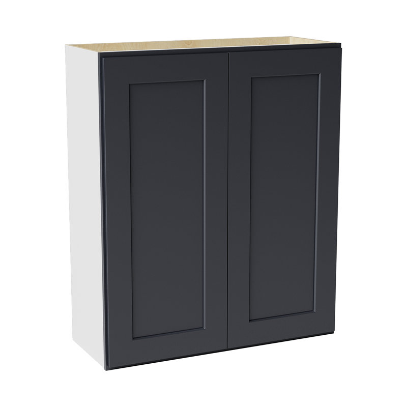 Armoire de cuisine en bois massif prête à assembler, H 36 po x l 30 po x P 12 po, Noir Shaker