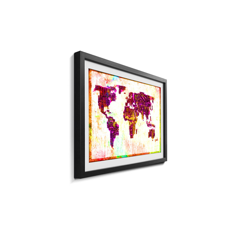 Weltkarten Worldmap No.3 1 Piece Single Picture Frame Wall Art, 60cm H x 80cm W x 2.2cm D
