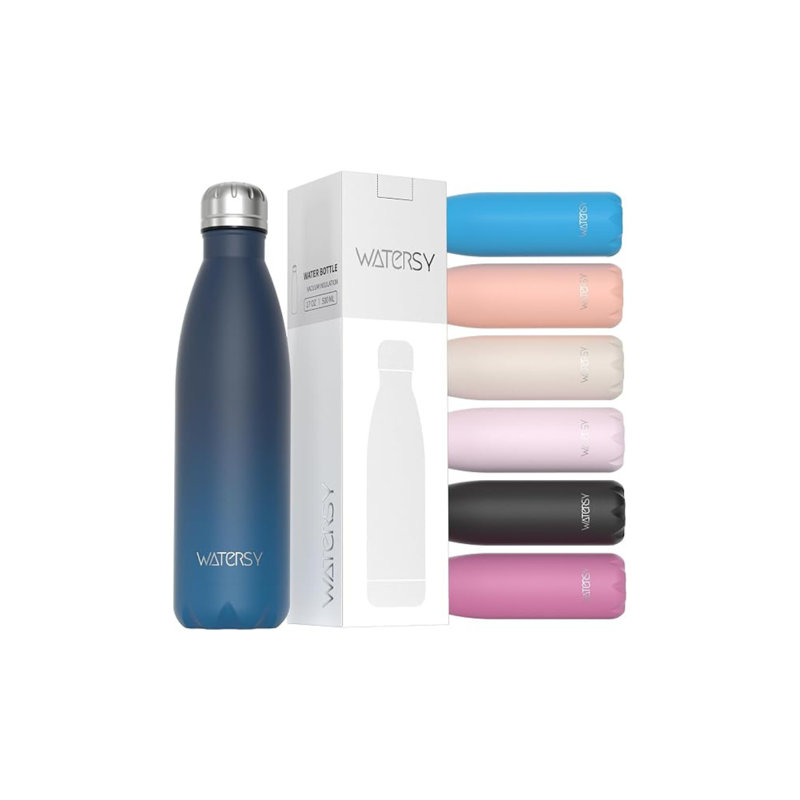 Bouteille d'eau en acier inoxydable de 17 oz Watersy, bleu-vert