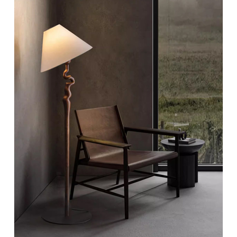 Curved Twisted Frame Fabric Shade Floor Light Fixture