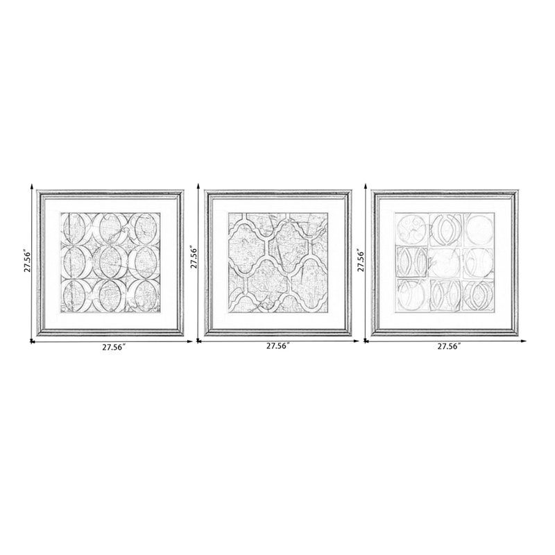 Ensemble de 3 pièces d'art mural Mid-Century, H 27,56 po x l 27,56 po