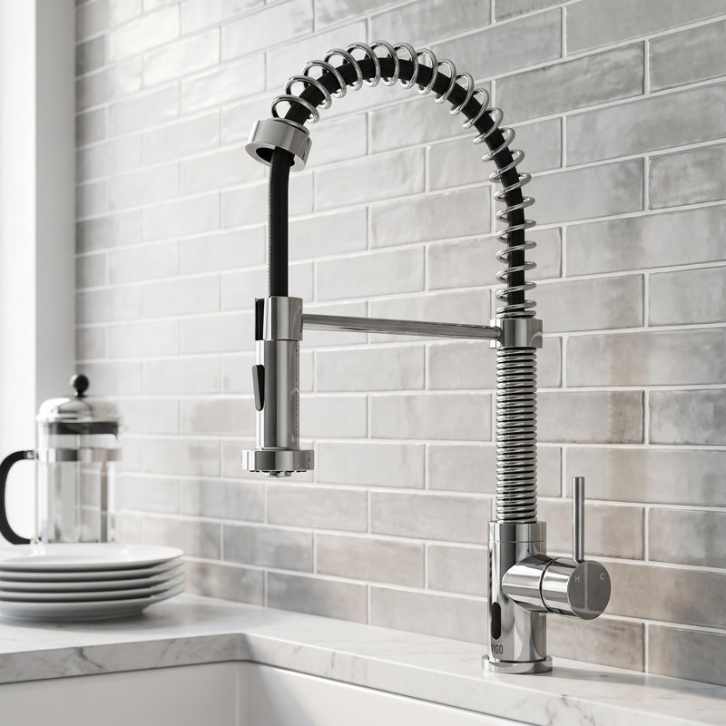 Edison 19" H 1-handle Pull-Down 2-Function Sprayer Touchless Kitchen Faucet, Chrome