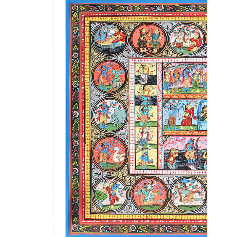 Lord Krishna Leela | Peinture Odisha | Paata, peinture sur toile