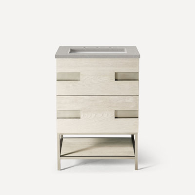 Meuble-lavabo gris naturel 24 po avec plateau en quartz
