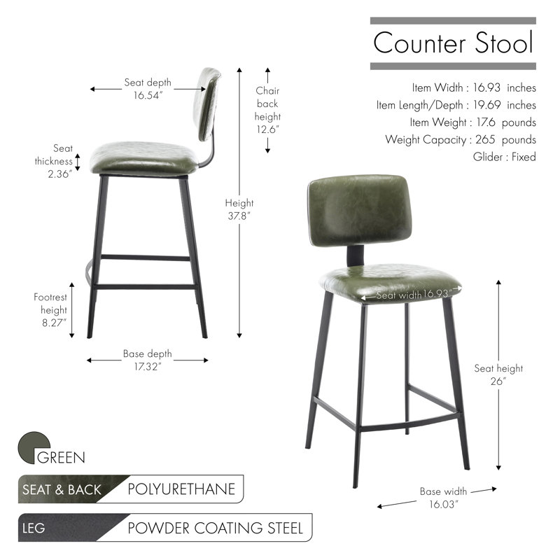 Tabouret de bar Breina, Vert