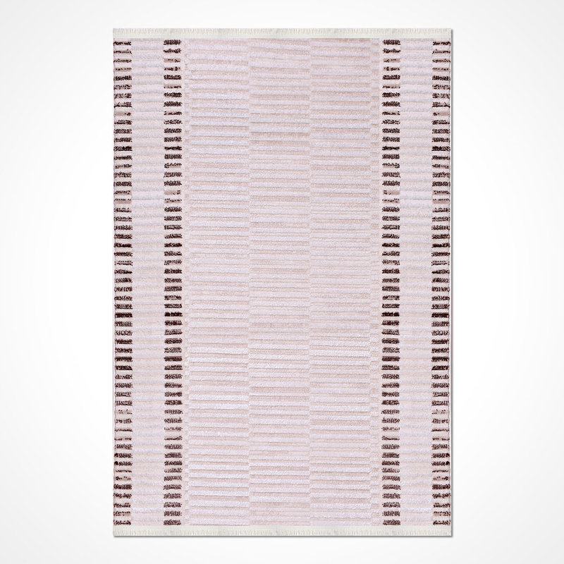 Tapis crème moderne antidérapant lavable à la machine, Rectangle 6 pi 7 po x 9 pi 11 po