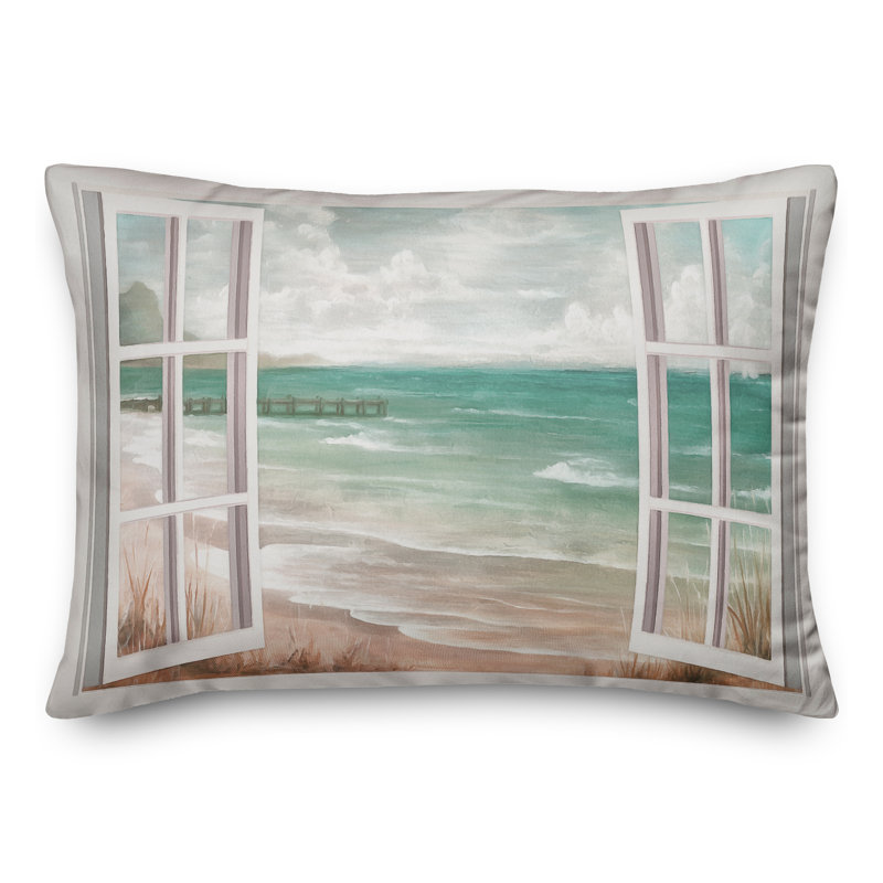 Outdoor Reversible Throw Pillow, White