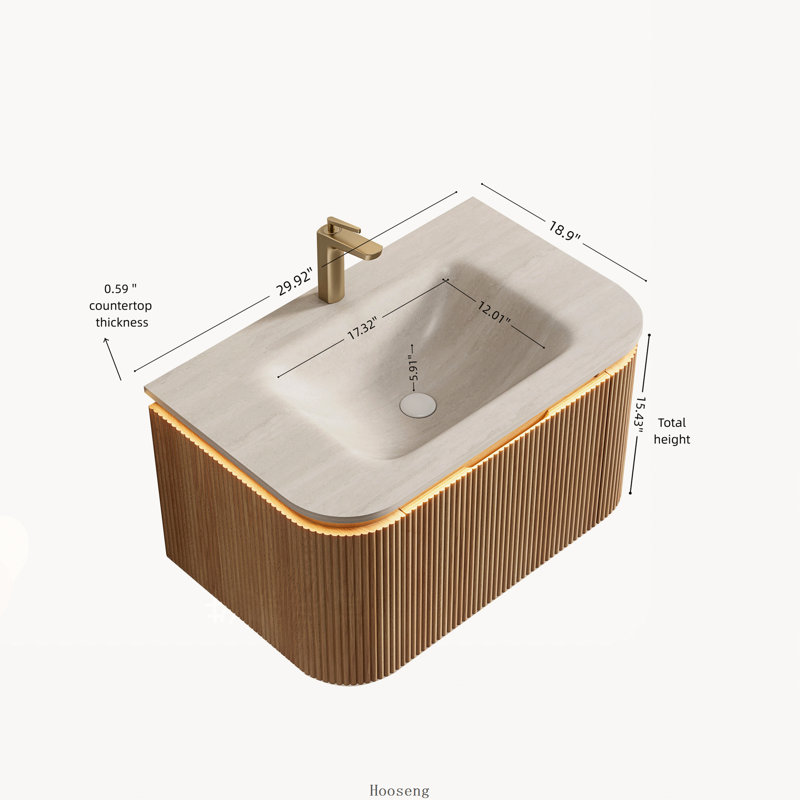 Meuble-lavabo flottant 30 po à grain de bois naturel