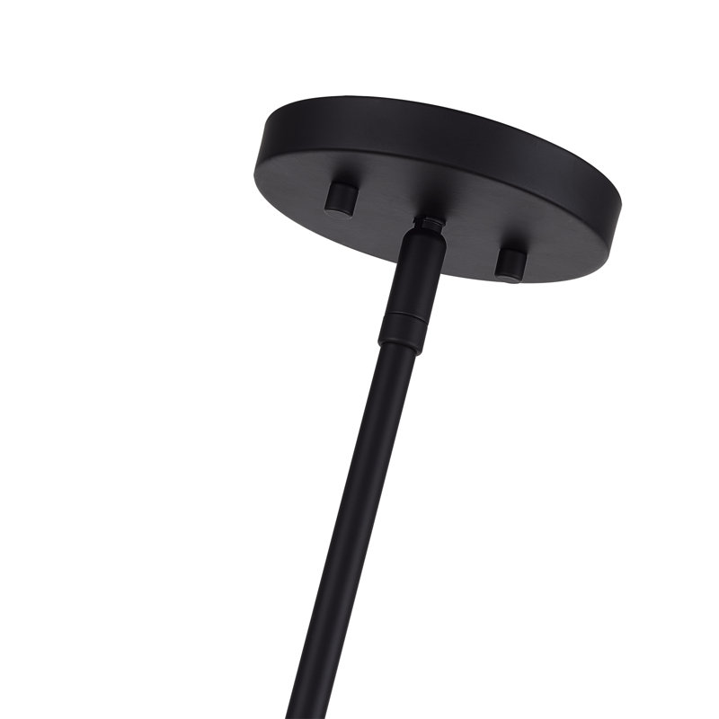 Lustre moyen 8 lumières noires avec accents en nickel brossé, Noir, 8