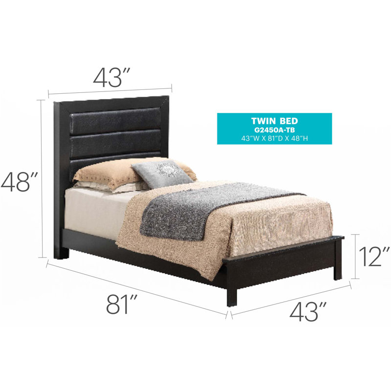 Transitional Bedroom Bed(Only Bed), Twin, Black