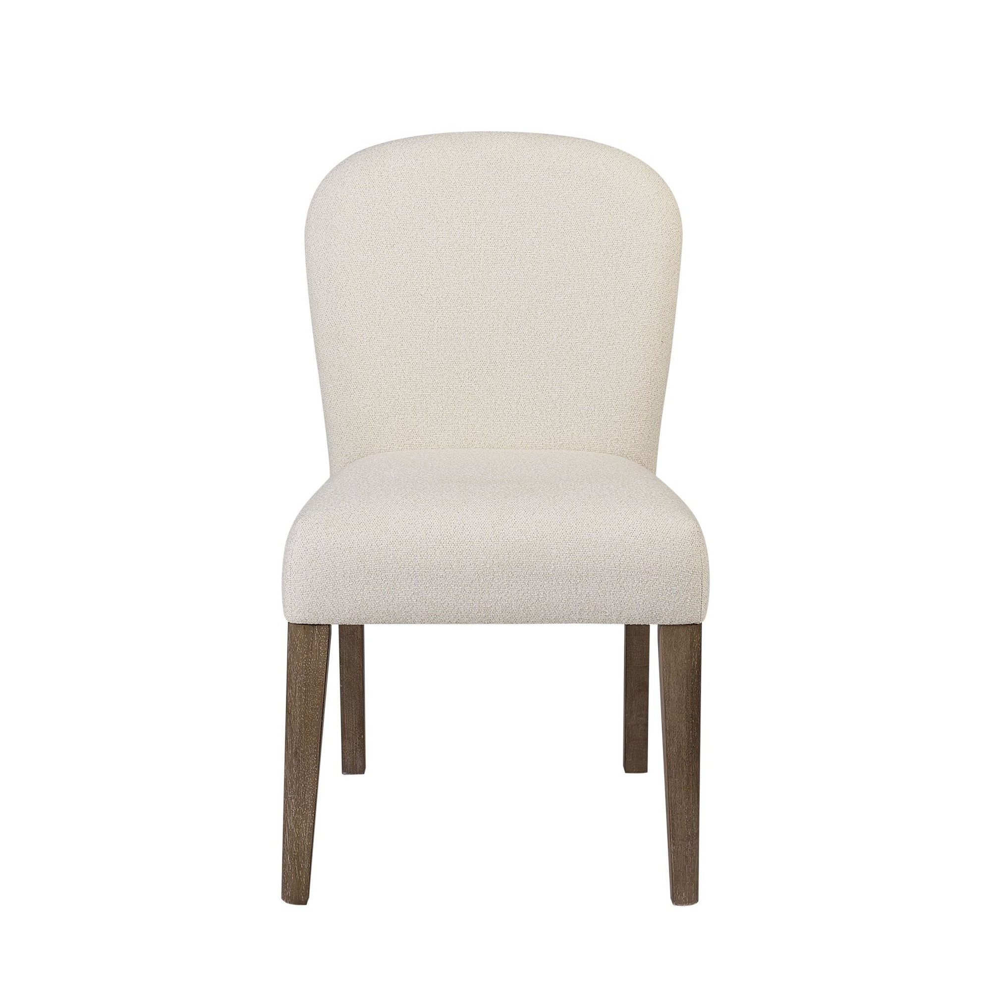 Marielle Upholstered Arch Dining Chair, Toffee/White Sand, Brown Wood