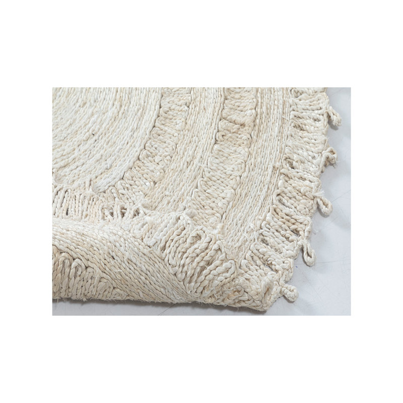 Medallion Jute / Sisal Area Rug in White, Round 8'