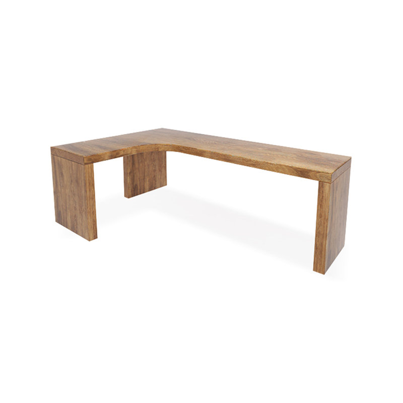 Bureau en bois massif en L Burlywood, Orienté à gauche (vu de face), H 29,53 po x l 62,99 po x P 39,37 po