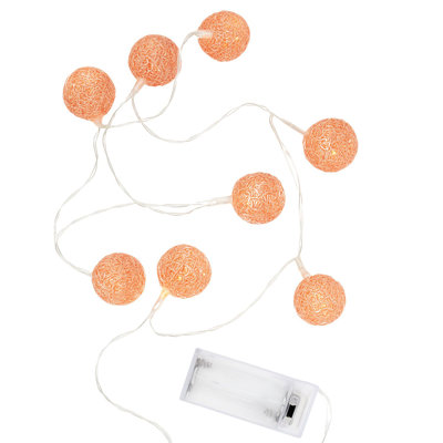  Rose Gold Woven Copper Ball String Lights – 10 LED Mini Globe Lights, Warm White, 2.4ft