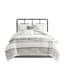Édredon surdimensionné pour grand lit - gris coton / blanc, housse de matelas trop rembourrée, ensemble de chambre à coucher lavable à la machine, rayures texturées, entretien facile-130164615