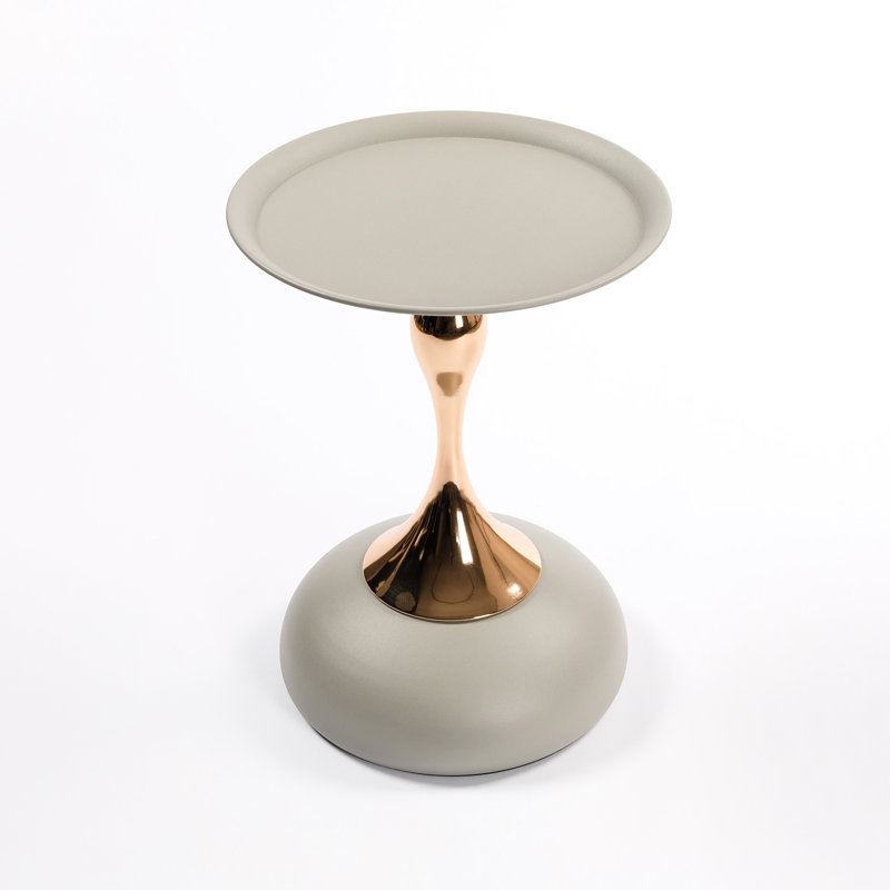 End Coffee Table Side Table Modern Metal, Matte Gray