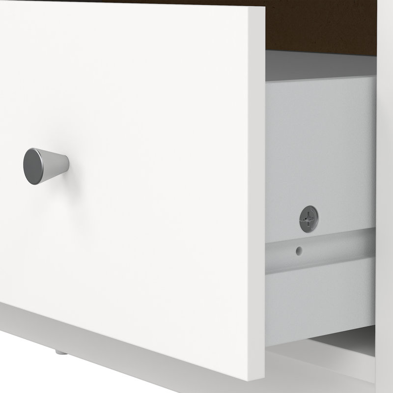 Ensemble de chambre à coucher 3 pièces - commode double 6 tiroirs et ensemble de table de chevet 2 pièces, blanc, Blanc