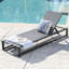 Chaise longue d'extérieur en noir et gris - Patio moderne en aluminium et en maille avec construction respirante