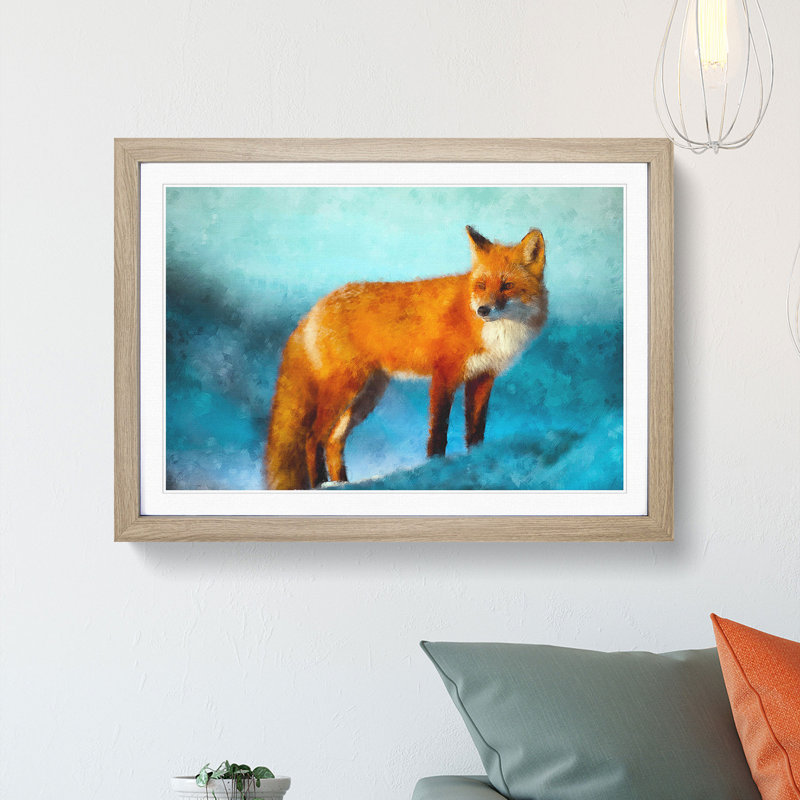 The Red Fox - Picture Frame Painting Print, Oak Framed, 33cm H x 45cm W x 2cm D
