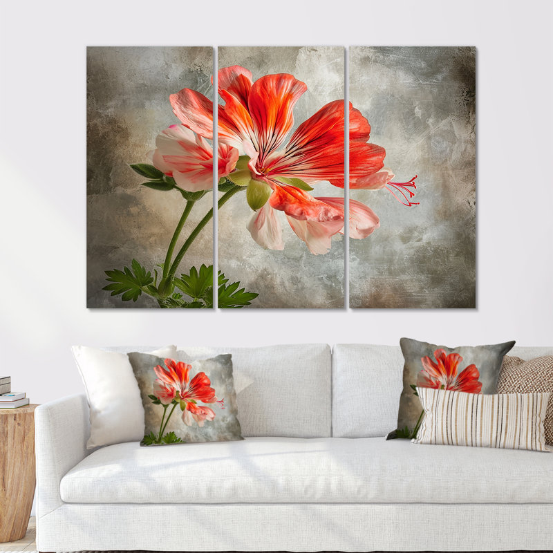 Rosner - Geraniums Wall Art Print Set, 28" H x 36" W x 1" D, Wrapped Canvas