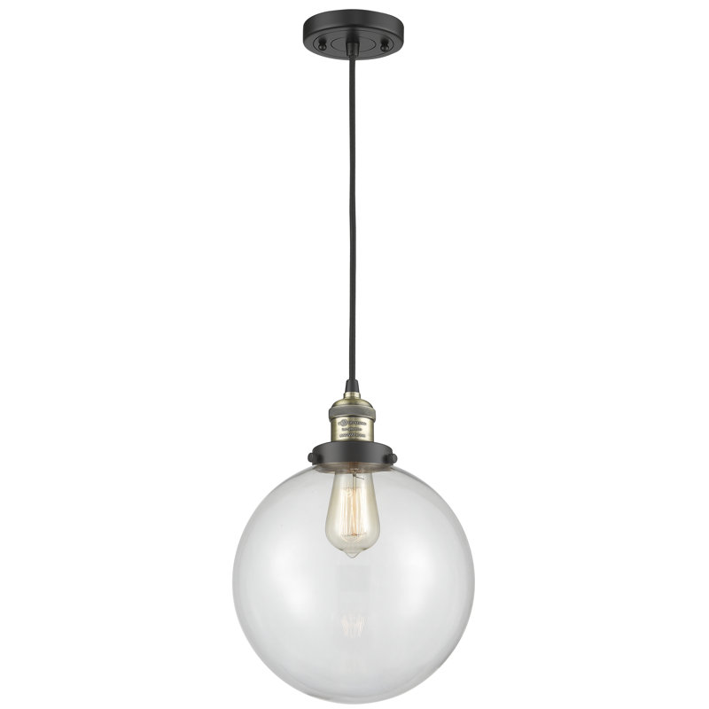 Clermont 1 - Light Single Pendant, Incandescent, Clear, Black Antique Brass