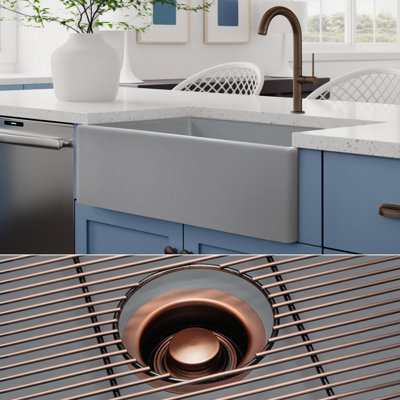 Luxury 33" L x 20" W Dual Mount Kitchen Sink with Basket Strainer