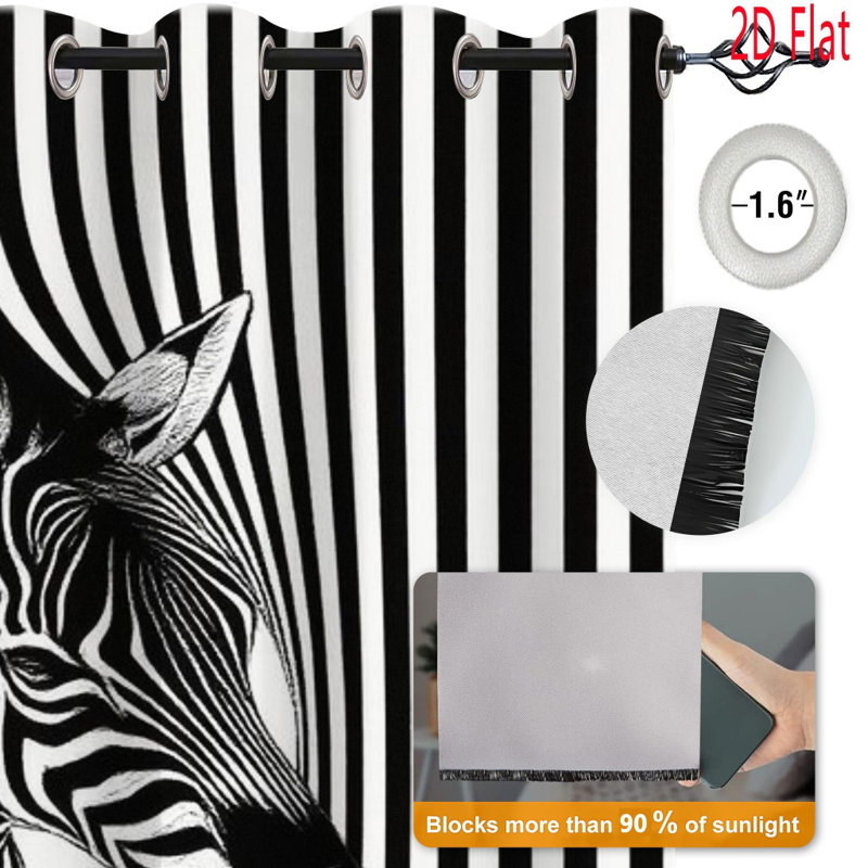 2 pièces de rideaux occultants à rayures zébrées uniques, rideaux à illusion optique abstraite pour le salon, la chambre à coucher, la décoration intérieure, le mur,