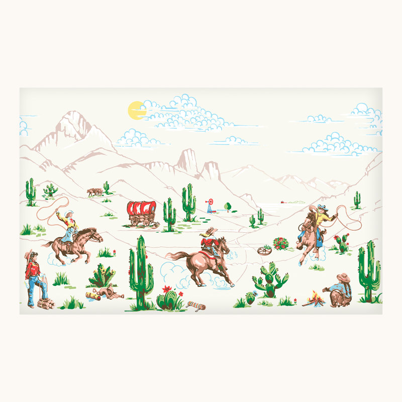 Cath Kidston Cowgirls Made to Order Fixed Size 4m x 2.5m Mural, White/Green