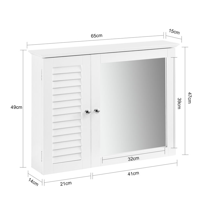 65 cm x 49 cm Spiegelschrank Lyonsdale, White
